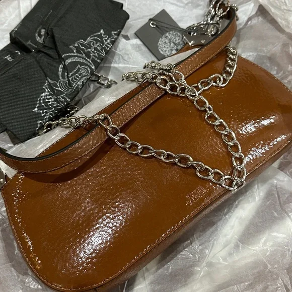 NWT Vince Camuto Genuine convertible Leather Crossbody Satchel in toffee brown - Picture 2 of 16